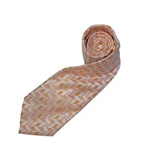 Andrea Garavani Tie Mens Necktie Peach White‎ Shiny Office Preppy